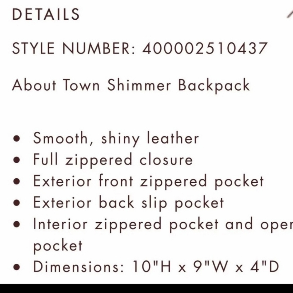 Henri Bendel About Town Shimmer Backpack - Picture 12 of 12